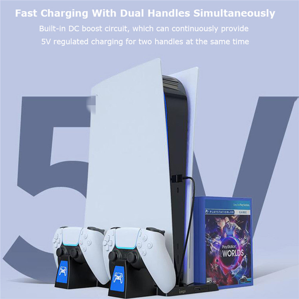 IPEGA PG-5009 Multifunctional Vertical Charging Dock Game Controller Charging Stand Storage Holder with Headset Hook Game Disc Container for PS5 IPEGA PG-5009 Multifunctional Vertical Charging Dock Game Controller Charging Stand Storage Holder with Headset Hook Game Disc Container for PS5